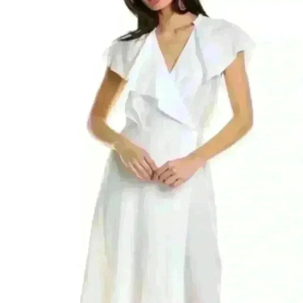 Vince Nwt Flutter Sleeve Wrap Dress Women's Size Xs White New!!! Summer Beach